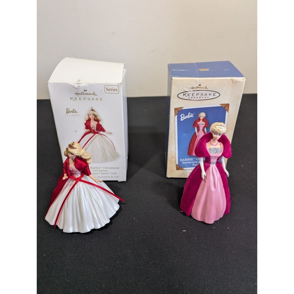 Hallmark Keepsake Barbie Ornament Lot 2010 Celebration & 2002 Sophisticated Lady
